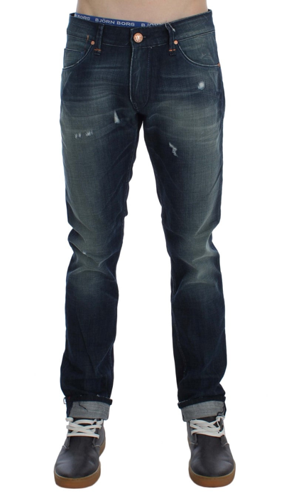 Shop Acht Blue Wash Cotton Denim Slim Fit Men's Jeans