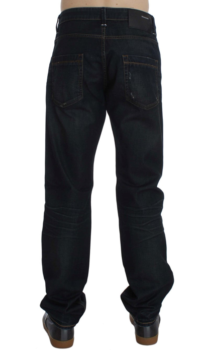 Shop Acht Blue Wash Cotton Denim Straight Fit Men's Jeans