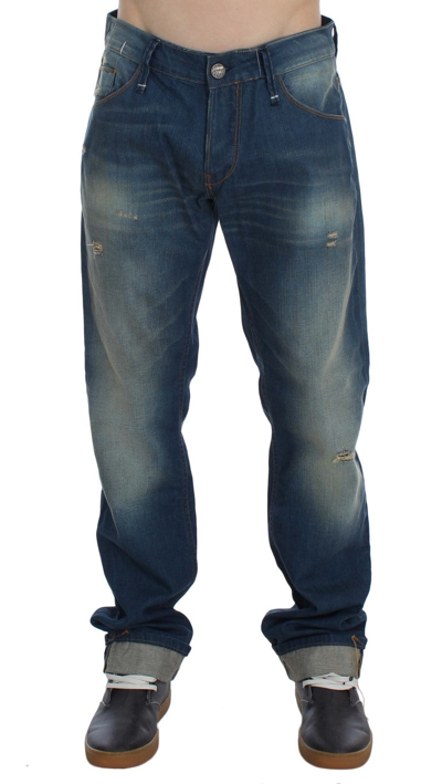 Shop Acht Blue Wash Denim Cotton Stretch Baggy Fit Men's Jeans