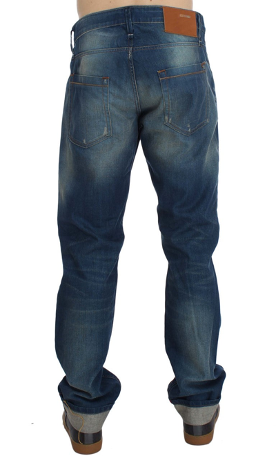 Shop Acht Blue Wash Denim Cotton Stretch Baggy Fit Men's Jeans