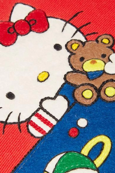 Shop Olympia Le-tan Teddy Bear Dizzie Appliquéd Cotton-canvas Shoulder Bag
