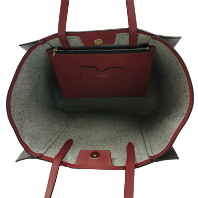 Alexander Mcqueen Dark Red Leather Signature Logo Shopper Tote 630773 6050