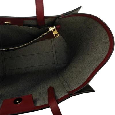 Alexander Mcqueen Dark Red Leather Signature Logo Shopper Tote 630773 6050