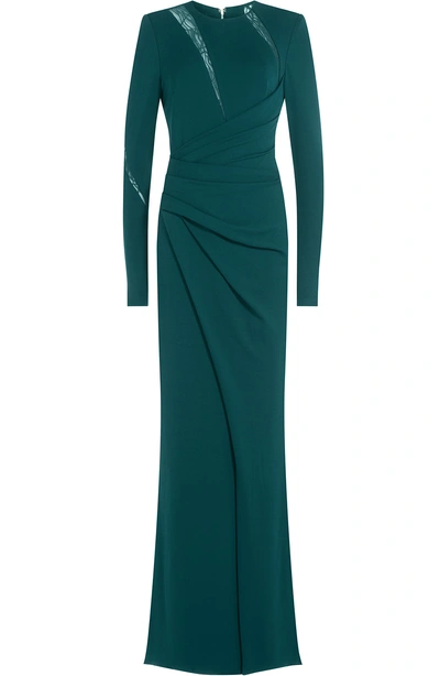 Elie Saab Draped Floor Length Gown With Lace In Green