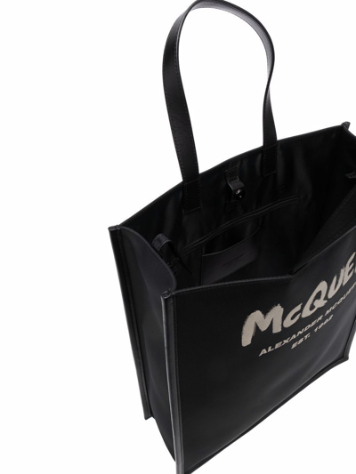 Shop Alexander Mcqueen Men's Black Leather Messenger Bag