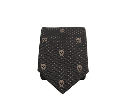 Shop Alexander Mcqueen Men's Brown Skull Polka Dot Silk Tie 184303 2065 (5 Cm)