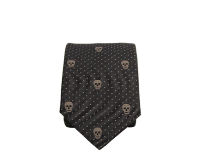 Alexander Mcqueen Men's Brown Skull Polka Dot Silk Tie 184303 2065 (5 Cm) In Brown
