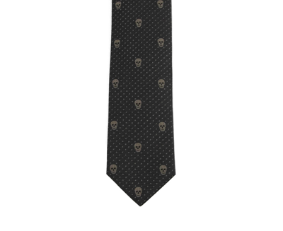 Shop Alexander Mcqueen Men's Brown Skull Polka Dot Silk Tie 184303 2065 (5 Cm)