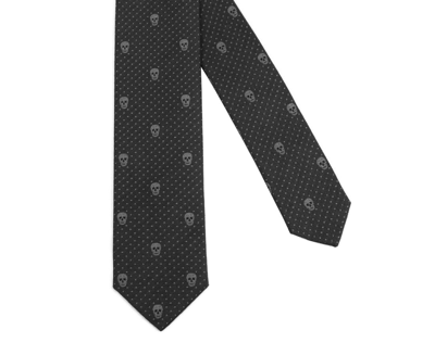 Alexander Mcqueen Men's Brown Skull Polka Dot Silk Tie 184303 2065 (5 Cm) In Brown