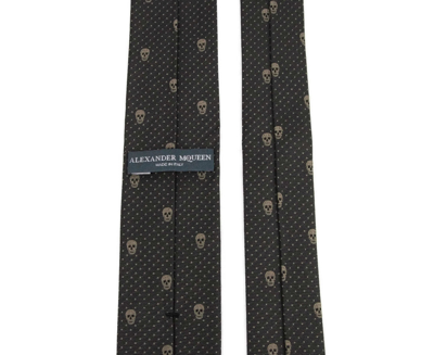 Alexander Mcqueen Men's Brown Skull Polka Dot Silk Tie 184303 2065 (5 Cm) In Brown