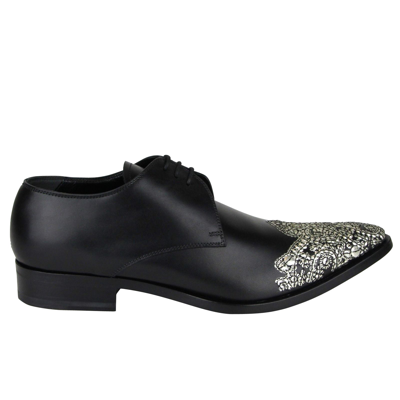 Shop Alexander Mcqueen Men's Oxfords Black Leather Dress Shoes