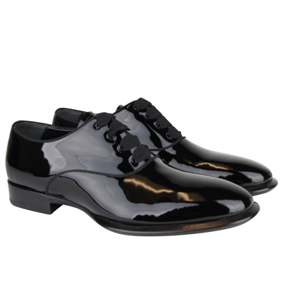 Shop Alexander Mcqueen Men's Patent Black Leather Dress Shoes