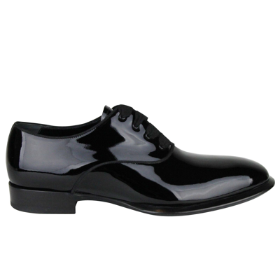 Shop Alexander Mcqueen Men's Patent Black Leather Dress Shoes