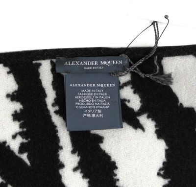 Shop Alexander Mcqueen Women's Black / Ivory Wool / Silk Mq London Print Scarf 528844 1078