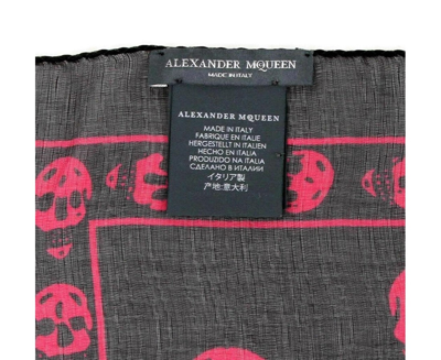 Alexander Mcqueen Women's Black Chiffon Silk With Purple Pink Skull Print Scarf 110640 1071 In Black