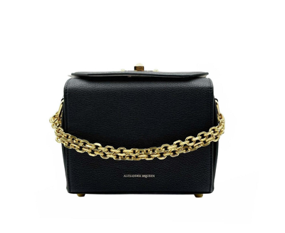 Shop Alexander Mcqueen Women's Black Leather Box 19 With Gold Hardware Crossbody Bag