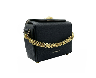 Shop Alexander Mcqueen Women's Black Leather Box 19 With Gold Hardware Crossbody Bag