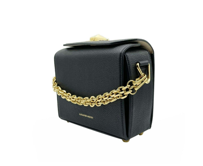 Shop Alexander Mcqueen Women's Black Leather Box 19 With Gold Hardware Crossbody Bag