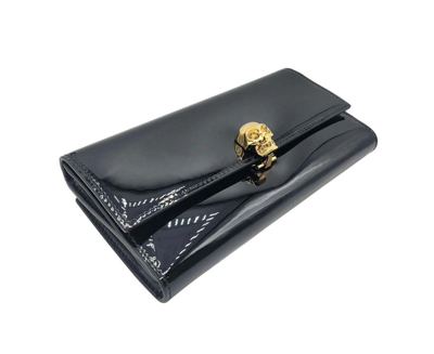 Alexander Mcqueen Women's Black Patent Leather Continental Wallet In Black