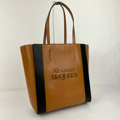 Alexander Mcqueen Women's Brown Leather Signature Shopper Tote Bag