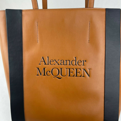 Alexander Mcqueen Women's Brown Leather Signature Shopper Tote Bag