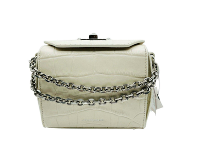 Alexander Mcqueen Women's Off White Crocodile Embossed Box 16 Crossbody Bag In Off White