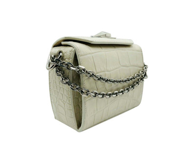 Alexander Mcqueen Women's Off White Crocodile Embossed Box 16 Crossbody Bag In Off White