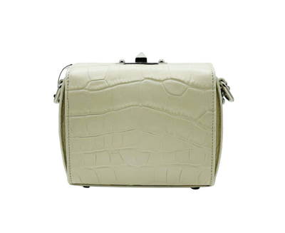 Alexander Mcqueen Women's Off White Crocodile Embossed Box 16 Crossbody Bag In Off White