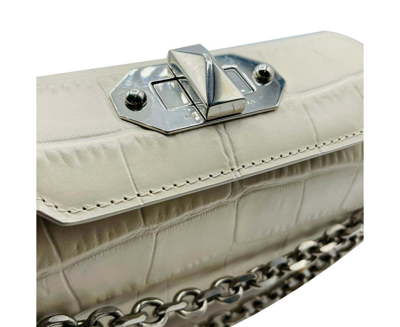 Alexander Mcqueen Women's Off White Crocodile Embossed Box 16 Crossbody Bag In Off White