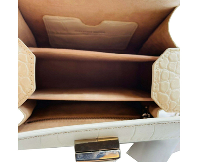 Alexander Mcqueen Women's Off White Crocodile Embossed Box 16 Crossbody Bag In Off White