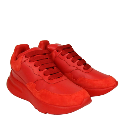 Shop Alexander Mcqueen Women's Red Leather / Suede Sneaker