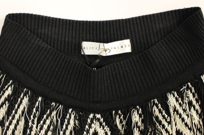 Shop Alice Palmer White Black Knitted Assymetrical Women's Skirt In Black/white