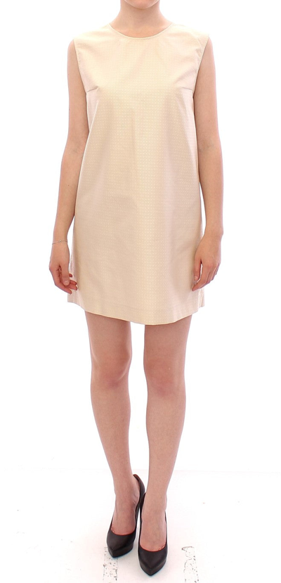 Shop Andrea Incontri Beige Sleeveless Shift Mini Women's Dress