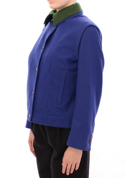 Shop Andrea Incontri Habsburg Blue Green Wool Jacket Women's Coat