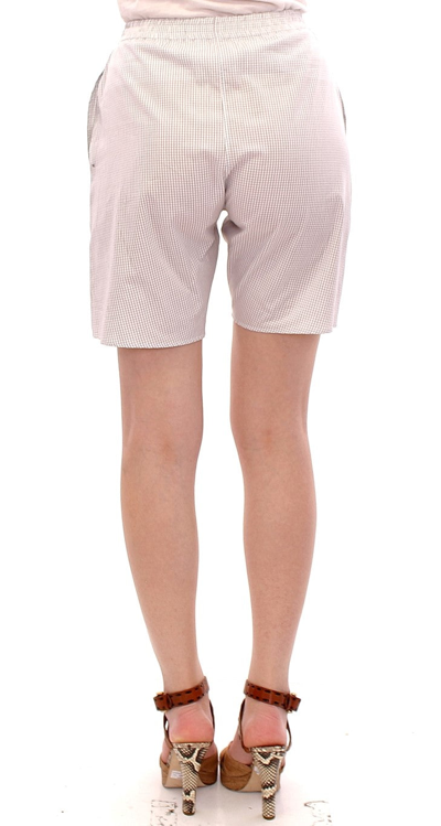 Shop Andrea Incontri White Checkered Stretch Cotton Women's Shorts