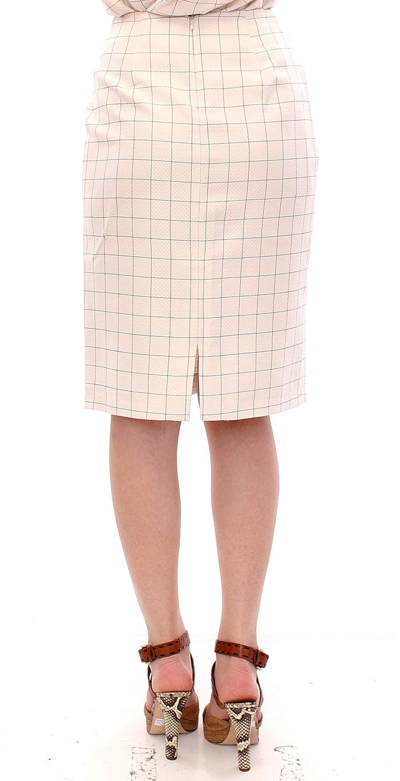 Shop Andrea Incontri White Cotton Checkered Pencil Women's Skirt