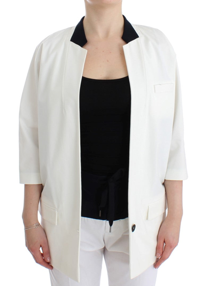 Shop Andrea Pompilio White Cotton Blend Oversized Blazer Women's Jacket