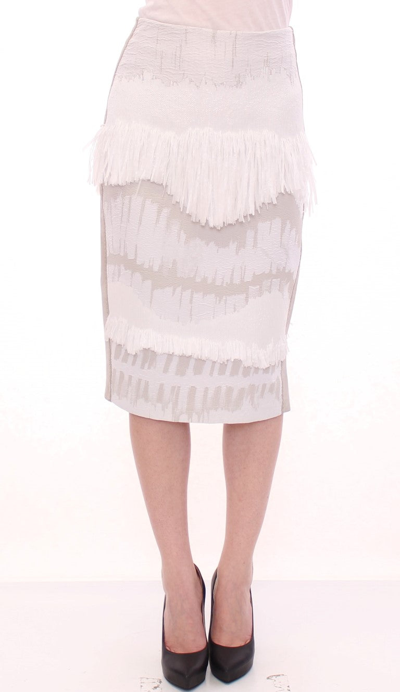 Shop Arzu Kaprol White Acrylic Straight Pencil Women's Skirt