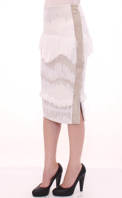 Shop Arzu Kaprol White Acrylic Straight Pencil Women's Skirt