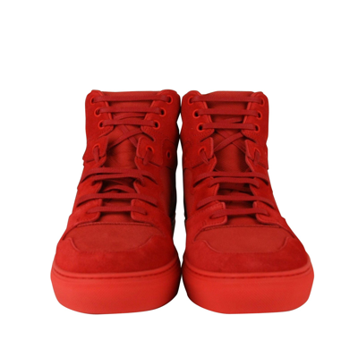 Shop Balenciaga Men's Hi Top Red Nu-buck Suede / Rubber Sneaker