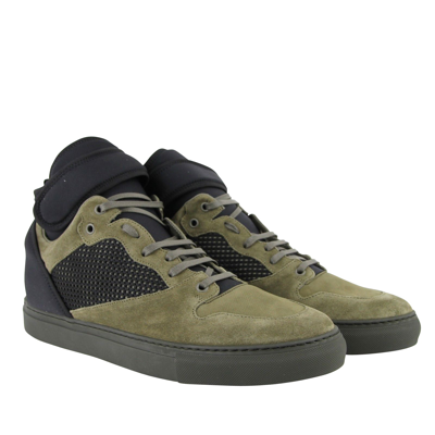 Shop Balenciaga Men's High Top Black / Olive Green Suede Leather Sneakers