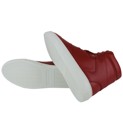 Shop Balenciaga Men's Hi Top Dark Red Leather / Coated Canvas Sneaker