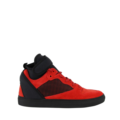 Shop Balenciaga Men's High Top Black / Red Suede Leather Sneakers