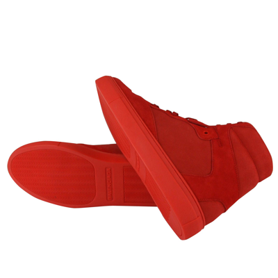 Shop Balenciaga Men's Hi Top Red Nu-buck Suede / Rubber Sneaker