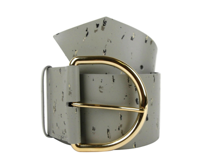 Balenciaga Women's Grey Linoleum Wide Belt Gold Hardware (80 / 32) In Grey