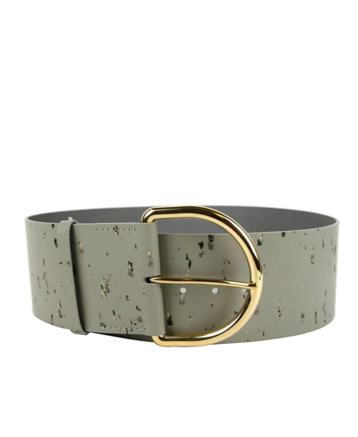 Balenciaga Women's Grey Linoleum Wide Belt Gold Hardware (80 / 32) In Grey