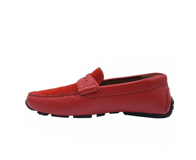 Shop Bally Men's Red Piotre Leather / Suede With Black / White Web Logo Slip On Loafer Shoes (6 Eu / 7eee