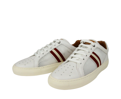 Shop Bally Men's White Calf Leather Sneakers With Red Beige Herk-u-07 (7 D Us)