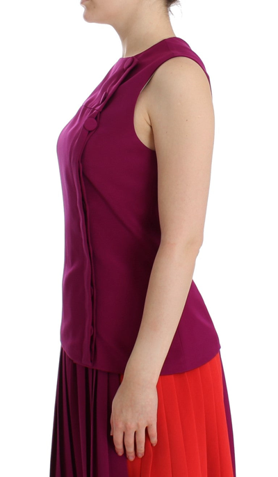 Barbara Casasola Purple Silk Sleeveless Blouse Top In Purple