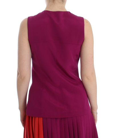 Barbara Casasola Purple Silk Sleeveless Blouse Top In Purple